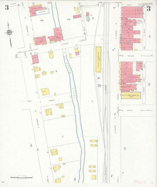 Sanborn Fire Insurance Map from Cleveland, Bolivar County, Mississippi (1933), Sheet #0003 - Historic Sanborn Fire Insurance Map Print, vintage old map wall art, antique decor, genealogy gift, Mississippi Mississippi map
