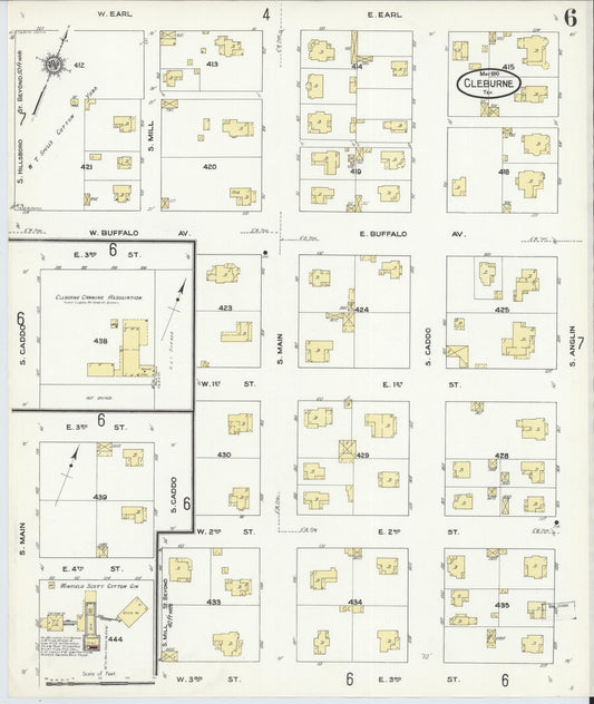 Sanborn Fire Insurance Map from Cleburne, Johnson County, Texas (1910), Sheet #0006 - Historic Sanborn Fire Insurance Map Print, vintage old map wall art, antique decor, genealogy gift, Texas Texas map