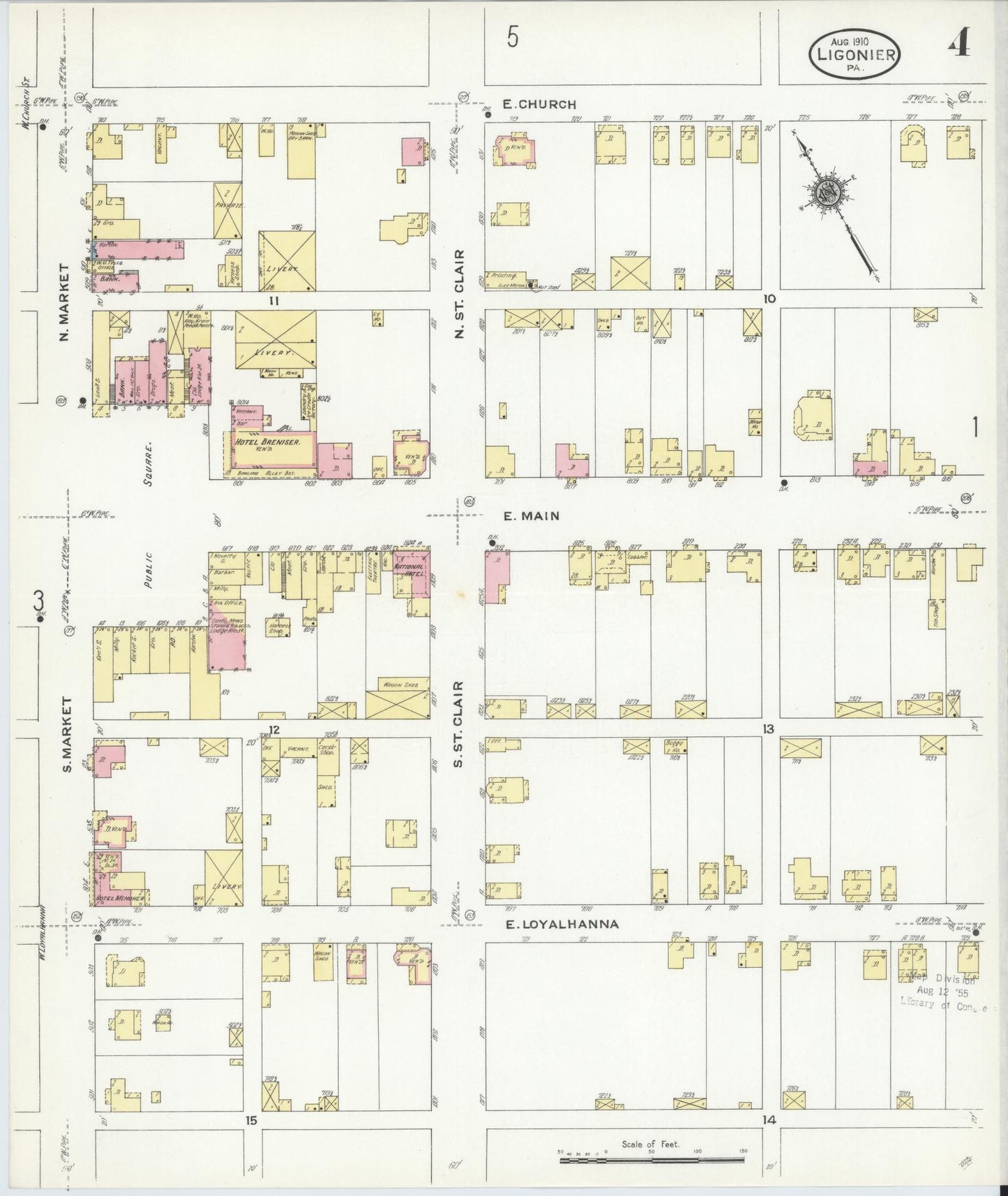 Sanborn Fire Insurance Map from Ligonier, Westmoreland County, Pennsylvania (1910), Sheet #0004 - Complete Map Set gallery image, historic Sanborn map, vintage wall art, Pennsylvania Pennsylvania