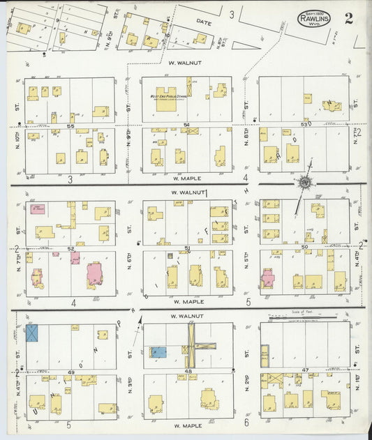 Sanborn Fire Insurance Map from Rawlins, Carbon County, Wyoming (1920), Sheet #0002 - Historic Sanborn Fire Insurance Map Print, vintage old map wall art, antique decor, genealogy gift, Wyoming Wyoming map