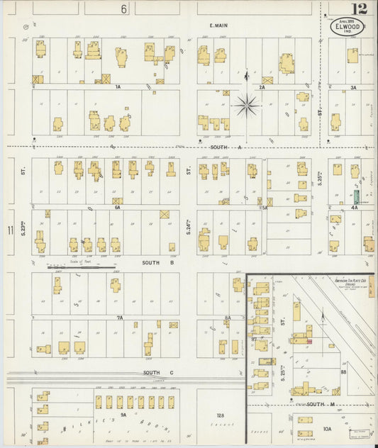 Sanborn Fire Insurance Map from Elwood, Madison County, Indiana (1899), Sheet #0012 - Historic Sanborn Fire Insurance Map Print, vintage old map wall art, antique decor, genealogy gift, Indiana Indiana map