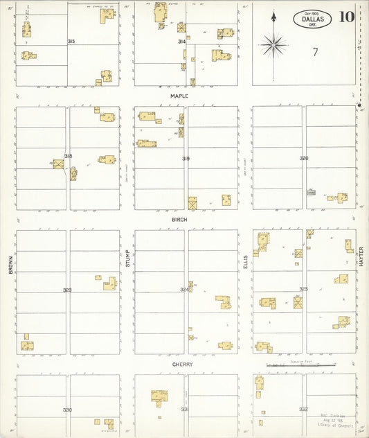 Sanborn Fire Insurance Map from Dallas, Polk County, Oregon (1905), Sheet #0010 - Historic Sanborn Fire Insurance Map Print, vintage old map wall art, antique decor, genealogy gift, Oregon Oregon map