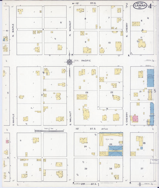 Sanborn Fire Insurance Map from Lamar, Barton County, Missouri (1916), Sheet #0004 - Historic Sanborn Fire Insurance Map Print, vintage old map wall art, antique decor, genealogy gift, Missouri Missouri map