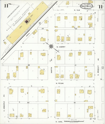 Sanborn Fire Insurance Map from Pauls Valley, Garvin County, Oklahoma (1923), Sheet #0011 - Complete Map Set gallery image, historic Sanborn map, vintage wall art, Oklahoma Oklahoma