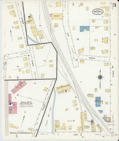 Sanborn Fire Insurance Map from Monroe, Orange County, New York (1911), Sheet #0003 - Historic Sanborn Fire Insurance Map Print, vintage old map wall art, antique decor, genealogy gift, New York New York map