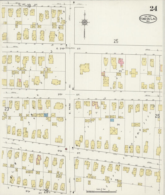 Sanborn Fire Insurance Map from Fond du Lac, Fond du Lac County, Wisconsin (1915), Sheet #0024 - Historic Sanborn Fire Insurance Map Print, vintage old map wall art, antique decor, genealogy gift, Wisconsin Wisconsin map