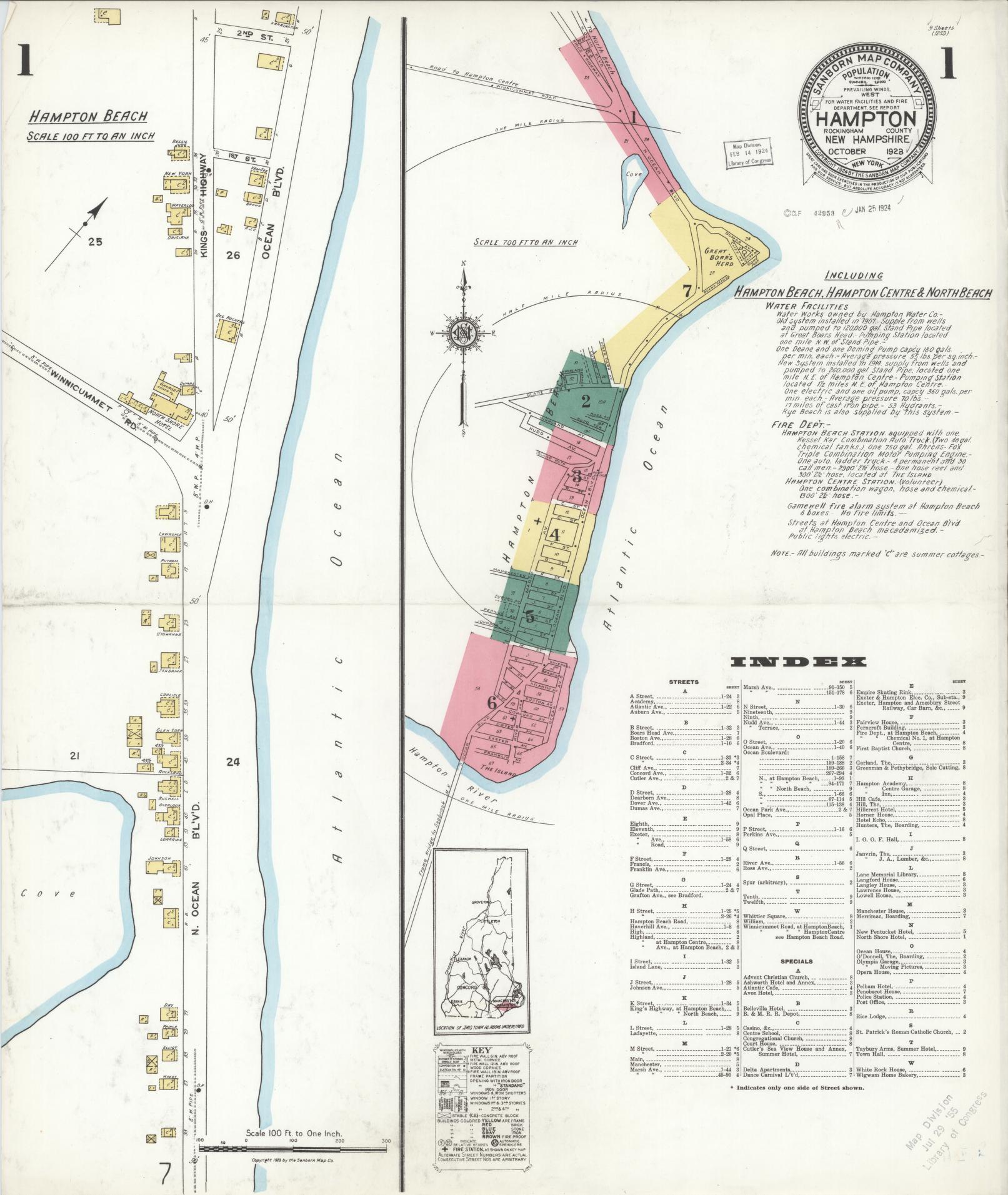 Sanborn Fire Insurance Map from Hampton, Rockingham County, New Hampshire. (1923) – Historic Sanborn Fire Insurance Map Print
