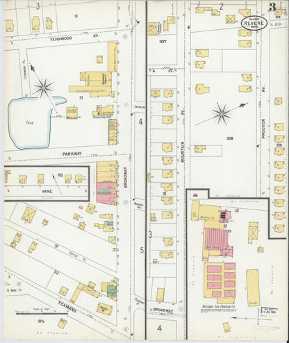 Sanborn Fire Insurance Map from Revere, Suffolk County, Massachusetts (1900), Sheet #0003 - Historic Sanborn Fire Insurance Map Print, vintage old map wall art, antique decor, genealogy gift, Massachusetts Massachusetts map