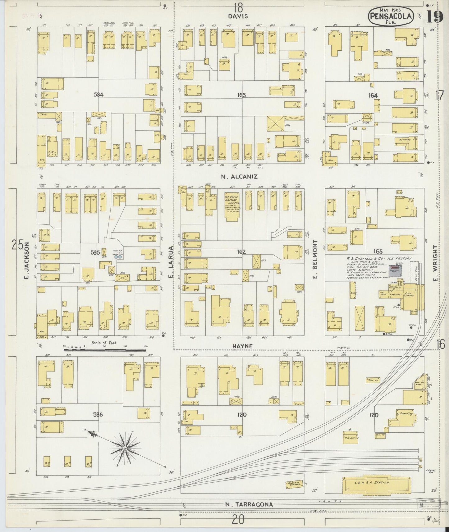 Sanborn Fire Insurance Map from Pensacola, Escambia County, Florida (1903), Sheet #0019 - Complete Map Set gallery image, historic Sanborn map, vintage wall art, Florida Florida