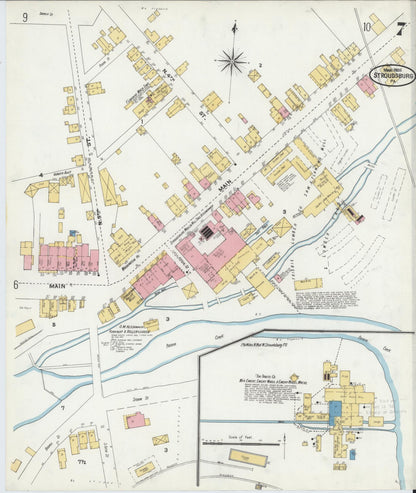 Sanborn Fire Insurance Map from Stroudsburg, Monroe County, Pennsylvania (1905), Sheet #0007 - Historic Sanborn Fire Insurance Map Print, vintage old map wall art, antique decor, genealogy gift, Pennsylvania Pennsylvania map