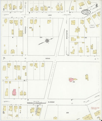 Sanborn Fire Insurance Map from Clyde, Wayne County, New York (1912), Sheet #0004 - Historic Sanborn Fire Insurance Map Print, vintage old map wall art, antique decor, genealogy gift, New York New York map