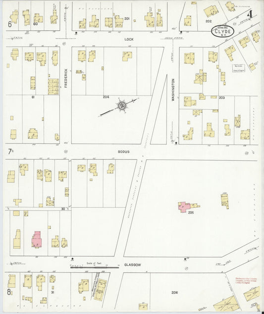 Sanborn Fire Insurance Map from Clyde, Wayne County, New York (1912), Sheet #0004 - Historic Sanborn Fire Insurance Map Print, vintage old map wall art, antique decor, genealogy gift, New York New York map