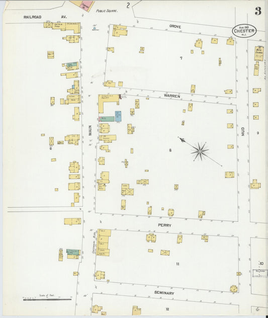 Sanborn Fire Insurance Map from Chester, Morris County, New Jersey (1901), Sheet #0003 - Historic Sanborn Fire Insurance Map Print, vintage old map wall art, antique decor, genealogy gift, New Jersey New Jersey map
