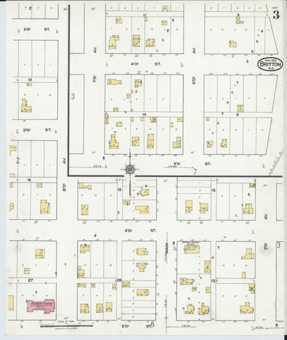 Sanborn Fire Insurance Map from Britton, Marshall County, South Dakota (1921), Sheet #0003 - Complete Map Set gallery image, historic Sanborn map, vintage wall art, South Dakota South Dakota