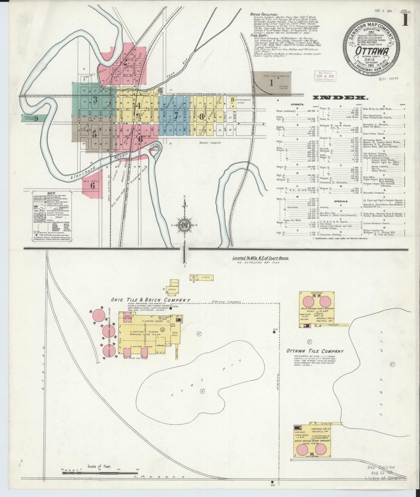 Sanborn Fire Insurance Map from Ottawa, Putnam County, Ohio (1911), Sheet #0001 - Complete Map Set gallery image, historic Sanborn map, vintage wall art, Ohio Ohio