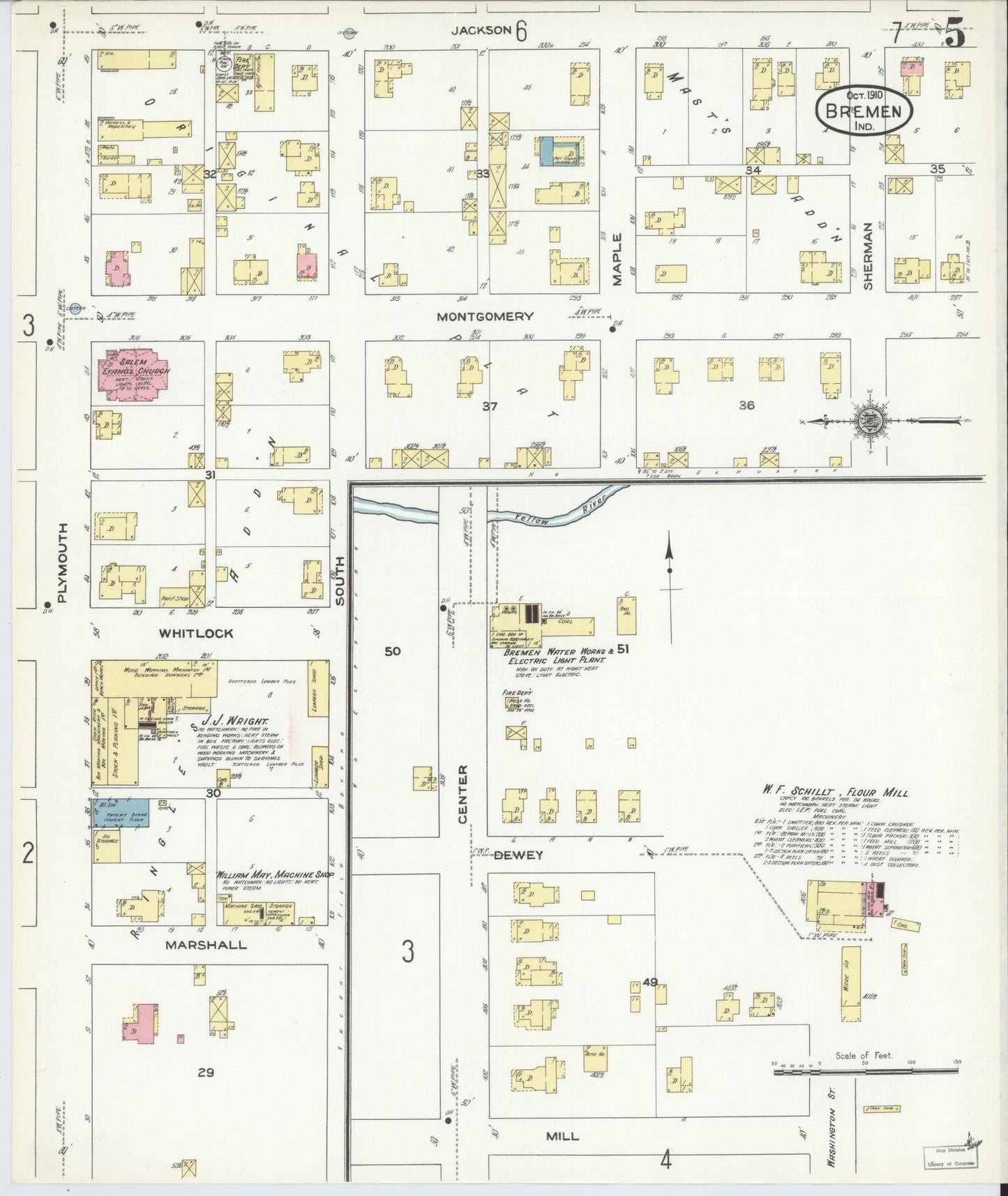 Sanborn Fire Insurance Map from Bremen, Marshall County, Indiana (1910), Sheet #0005 - Complete Map Set gallery image, historic Sanborn map, vintage wall art, Indiana Indiana