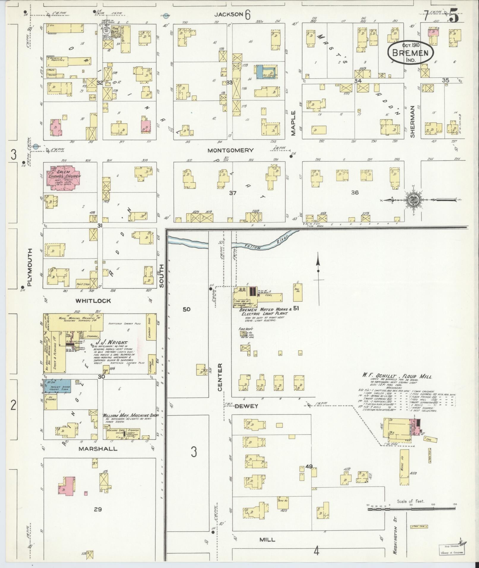 Sanborn Fire Insurance Map from Bremen, Marshall County, Indiana (1910), Sheet #0005 - Complete Map Set gallery image, historic Sanborn map, vintage wall art, Indiana Indiana