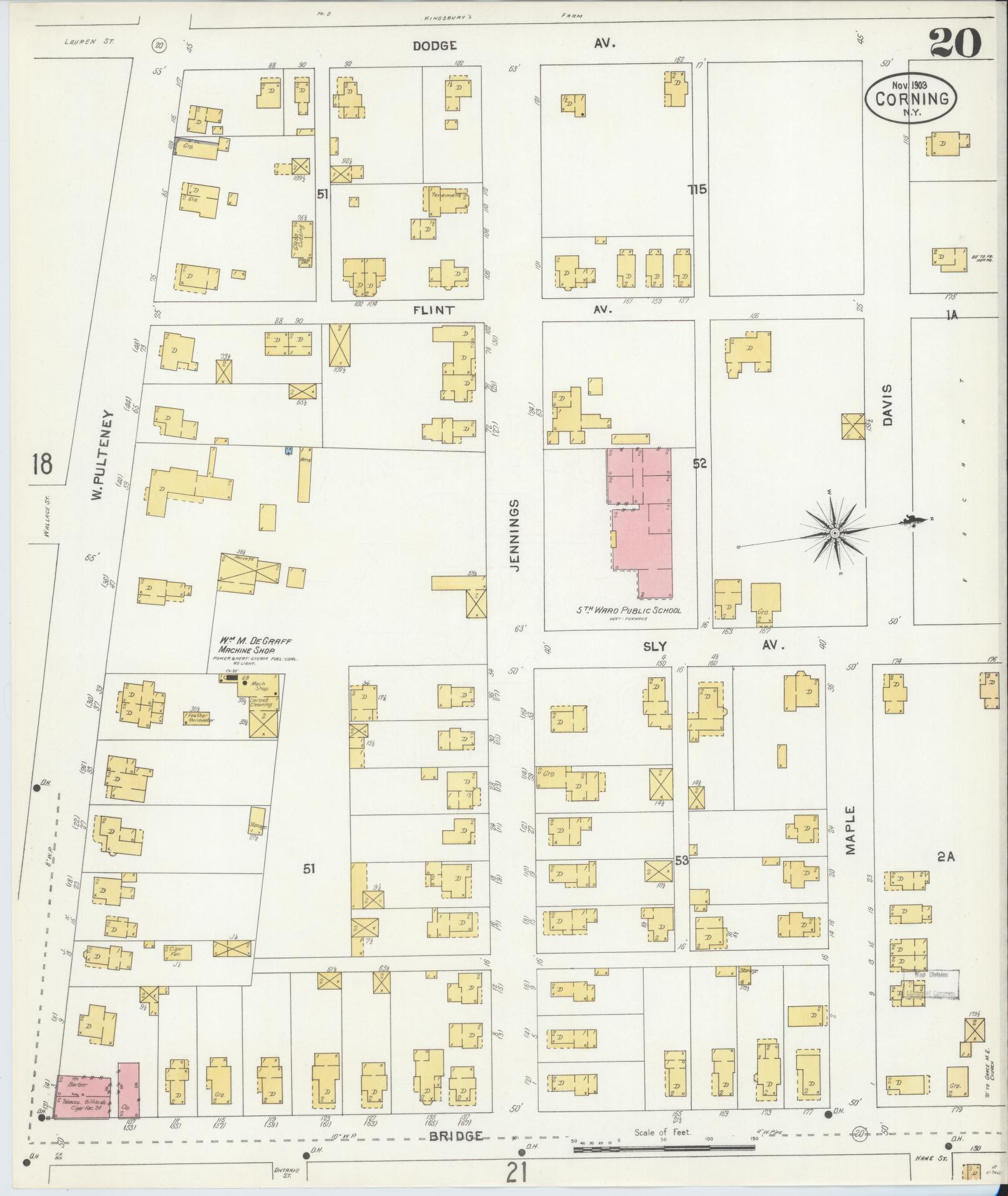 Sanborn Fire Insurance Map from Corning, Steuben County, New York (1903), Sheet #0020 - Complete Map Set gallery image, historic Sanborn map, vintage wall art, New York New York