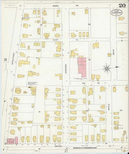 Sanborn Fire Insurance Map from Corning, Steuben County, New York (1903), Sheet #0020 - Complete Map Set gallery image, historic Sanborn map, vintage wall art, New York New York