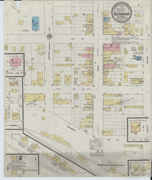Sanborn Fire Insurance Map from Alexandria, Hanson County, South Dakota (1911), Sheet #0001 - Historic Sanborn Fire Insurance Map Print, vintage old map wall art, antique decor, genealogy gift, South Dakota South Dakota map