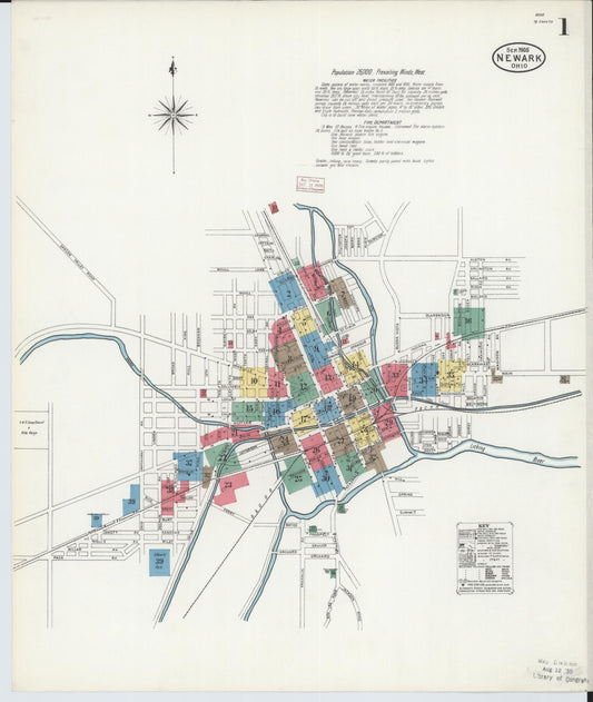 Sanborn Fire Insurance Map from Newark, Licking County, Ohio (1905), Sheet #0001 - Complete Map Set gallery image, historic Sanborn map, vintage wall art, Ohio Ohio
