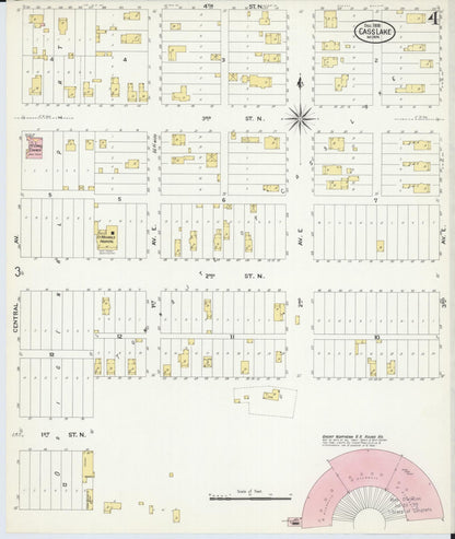 Sanborn Fire Insurance Map from Cass Lake, Cass County, Minnesota (1908), Sheet #0004 - Historic Sanborn Fire Insurance Map Print, vintage old map wall art, antique decor, genealogy gift, Minnesota Minnesota map