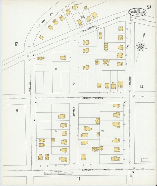 Sanborn Fire Insurance Map from White Plains, Westchester County, New York (1900), Sheet #0009 - Historic Sanborn Fire Insurance Map Print, vintage old map wall art, antique decor, genealogy gift, New York New York map