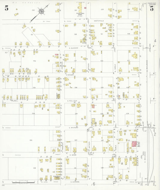 Sanborn Fire Insurance Map from Selma, Johnston County, North Carolina (1933), Sheet #0005 - Historic Sanborn Fire Insurance Map Print, vintage old map wall art, antique decor, genealogy gift, North Carolina North Carolina map