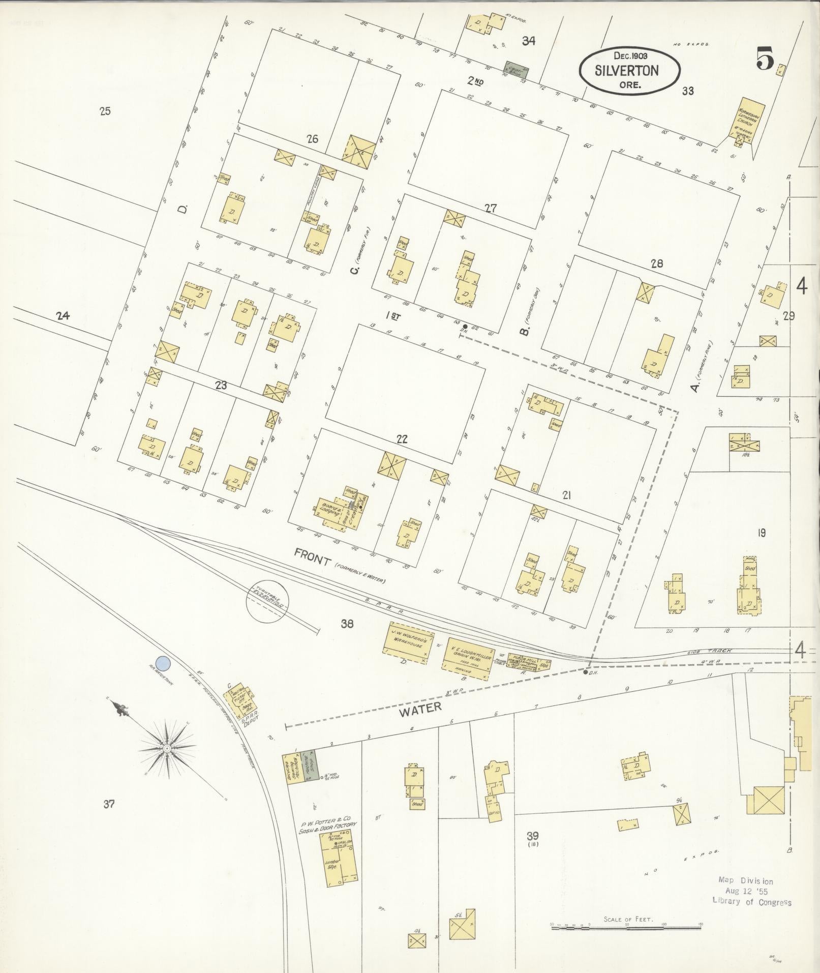 Sanborn Fire Insurance Map from Silverton, Marion County, Oregon (1903), Sheet #0005 - Complete Map Set gallery image, historic Sanborn map, vintage wall art, Oregon Oregon