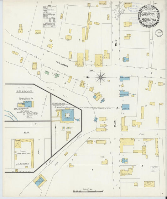 Sanborn Fire Insurance Map from Pawhuska, Osage County, Oklahoma (1898), Sheet #0001 - Historic Sanborn Fire Insurance Map Print, vintage old map wall art, antique decor, genealogy gift, Oklahoma Oklahoma map
