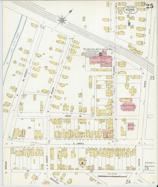 Sanborn Fire Insurance Map from Rome, Oneida County, New York (1904), Sheet #0025 - Historic Sanborn Fire Insurance Map Print, vintage old map wall art, antique decor, genealogy gift, New York New York map