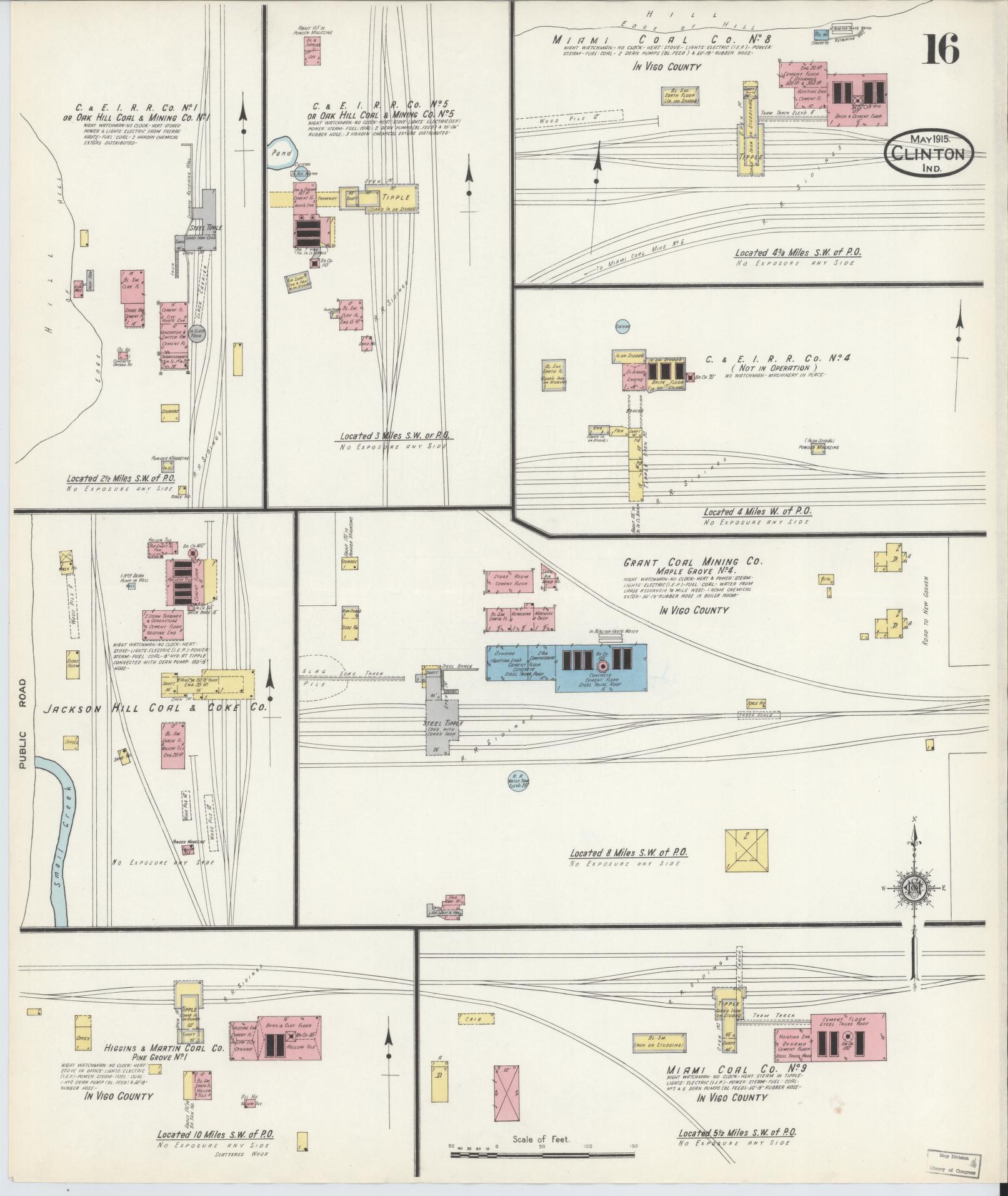 Sanborn Fire Insurance Map from Clinton, Vermillion County, Indiana (1915), Sheet #0016 - Complete Map Set gallery image, historic Sanborn map, vintage wall art, Indiana Indiana