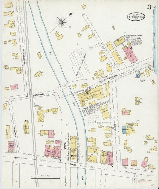 Sanborn Fire Insurance Map from Fultonville, Montgomery County, New York (1906), Sheet #0003 - Historic Sanborn Fire Insurance Map Print, vintage old map wall art, antique decor, genealogy gift, New York New York map
