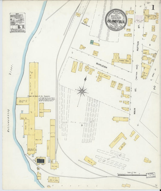 Sanborn Fire Insurance Map from Island Falls, Aroostook County, Maine (1903), Sheet #0001 - Historic Sanborn Fire Insurance Map Print, vintage old map wall art, antique decor, genealogy gift, Maine Maine map