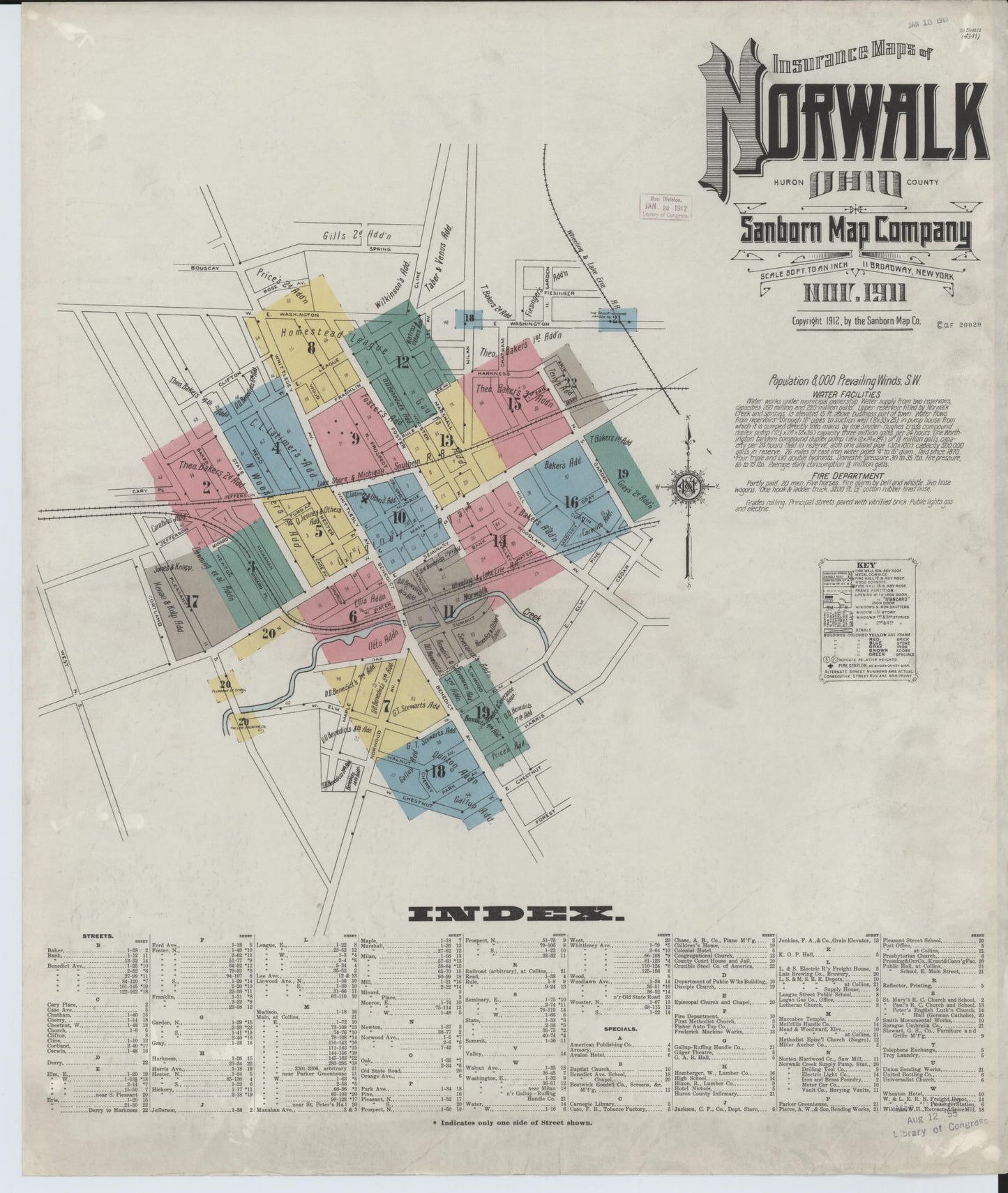 Sanborn Fire Insurance Map from Norwalk, Huron County, Ohio (1911), Sheet #0001 - Complete Map Set gallery image, historic Sanborn map, vintage wall art, Ohio Ohio