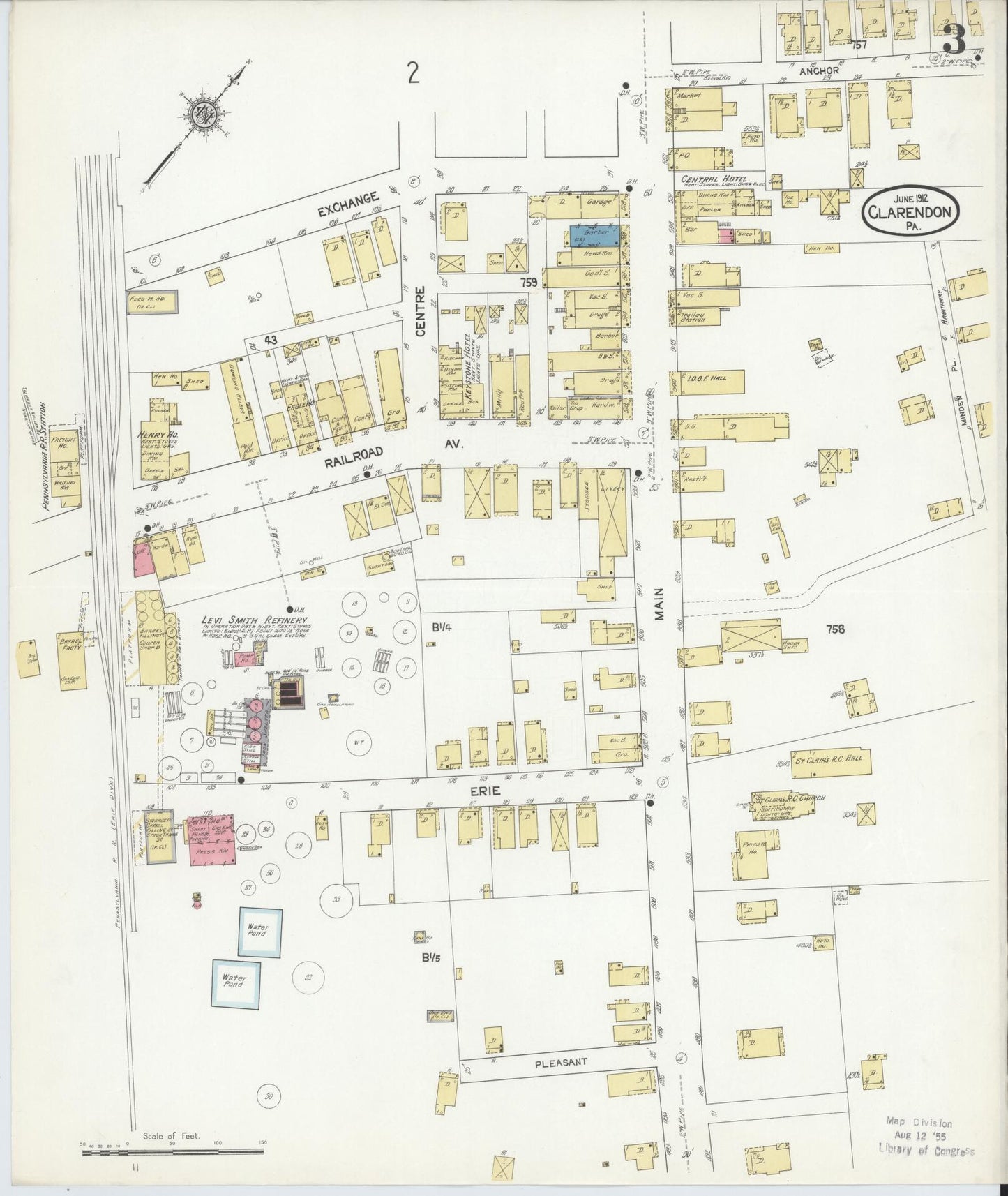 Sanborn Fire Insurance Map from Clarendon, Warren County, Pennsylvania (1912), Sheet #0003 - Historic Sanborn Fire Insurance Map Print, vintage old map wall art, antique decor, genealogy gift, Pennsylvania Pennsylvania map