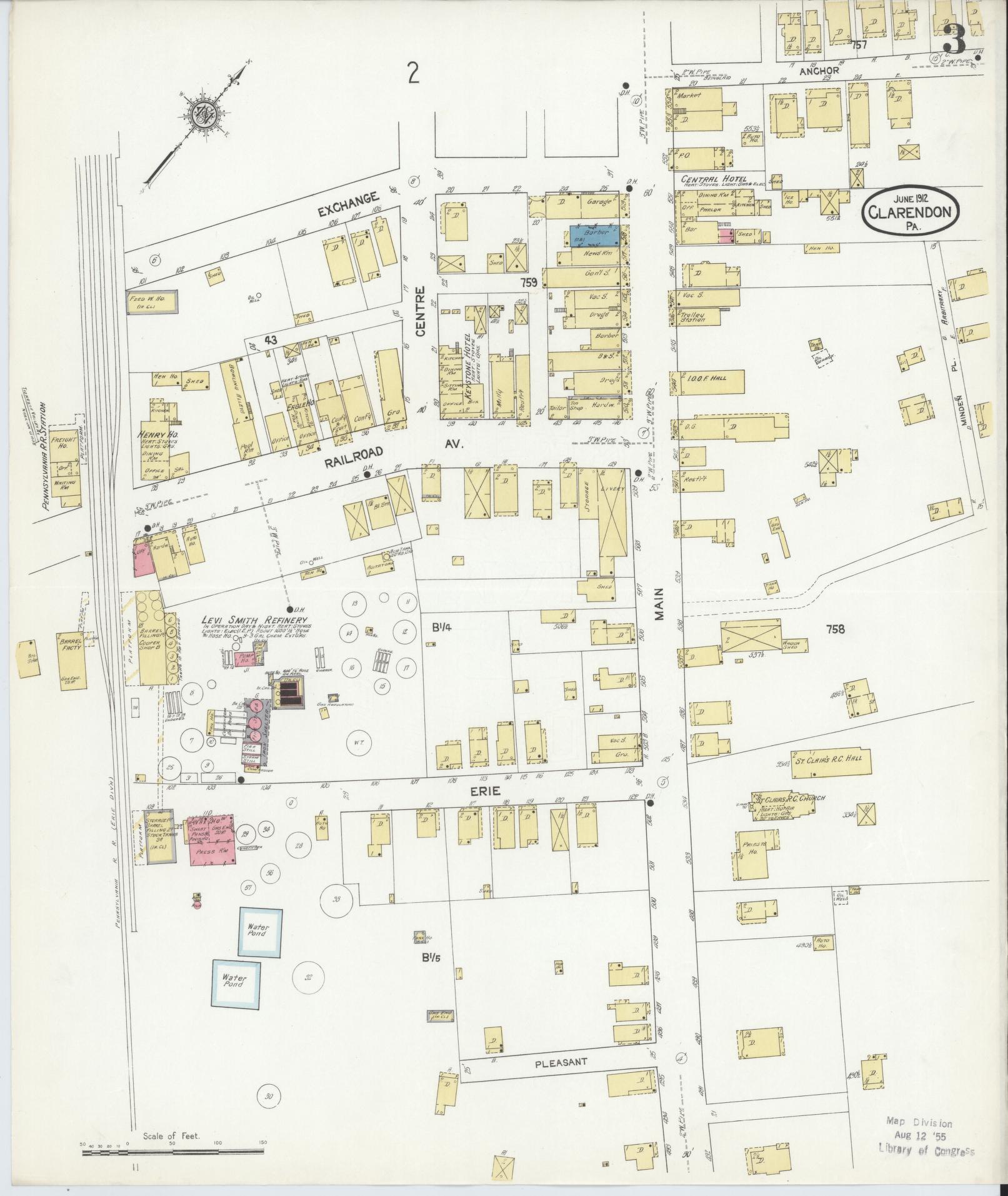 Sanborn Fire Insurance Map from Clarendon, Warren County, Pennsylvania (1912), Sheet #0003 - Historic Sanborn Fire Insurance Map Print, vintage old map wall art, antique decor, genealogy gift, Pennsylvania Pennsylvania map