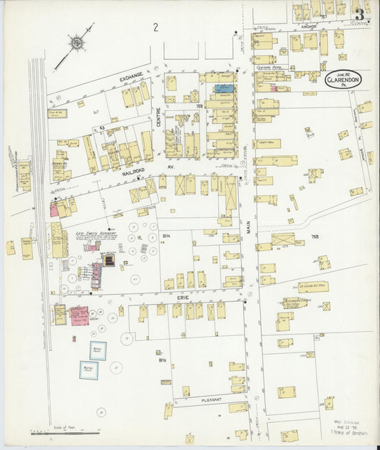 Sanborn Fire Insurance Map from Clarendon, Warren County, Pennsylvania (1912), Sheet #0003 - Historic Sanborn Fire Insurance Map Print, vintage old map wall art, antique decor, genealogy gift, Pennsylvania Pennsylvania map
