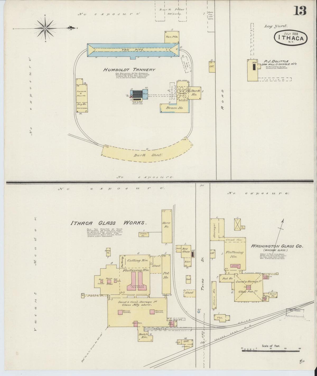 Sanborn Fire Insurance Map from Ithaca, Tompkins County, New York (1888), Sheet #0013 - Complete Map Set gallery image, historic Sanborn map, vintage wall art, New York New York