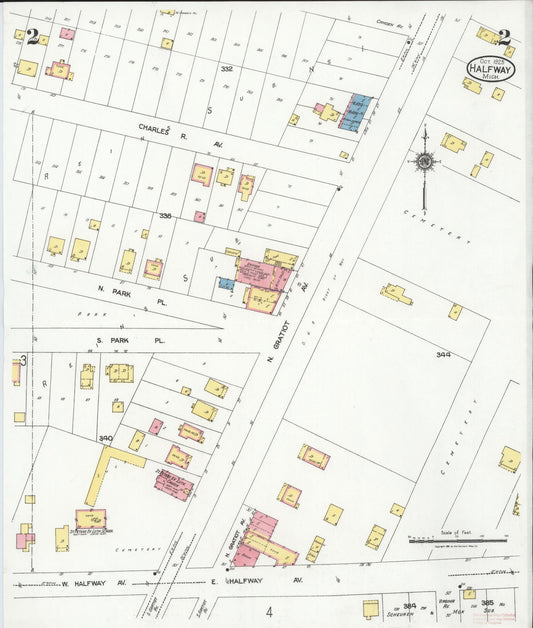 Sanborn Fire Insurance Map from Halfway, Macomb County, Michigan (1925), Sheet #0002 - Historic Sanborn Fire Insurance Map Print, vintage old map wall art, antique decor, genealogy gift, Michigan Michigan map