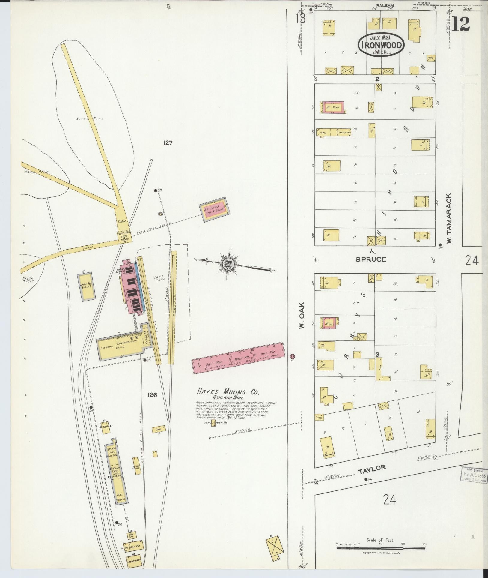 Sanborn Fire Insurance Map from Ironwood, Gogebic County, Michigan (1921), Sheet #0012 - Complete Map Set gallery image, historic Sanborn map, vintage wall art, Michigan Michigan