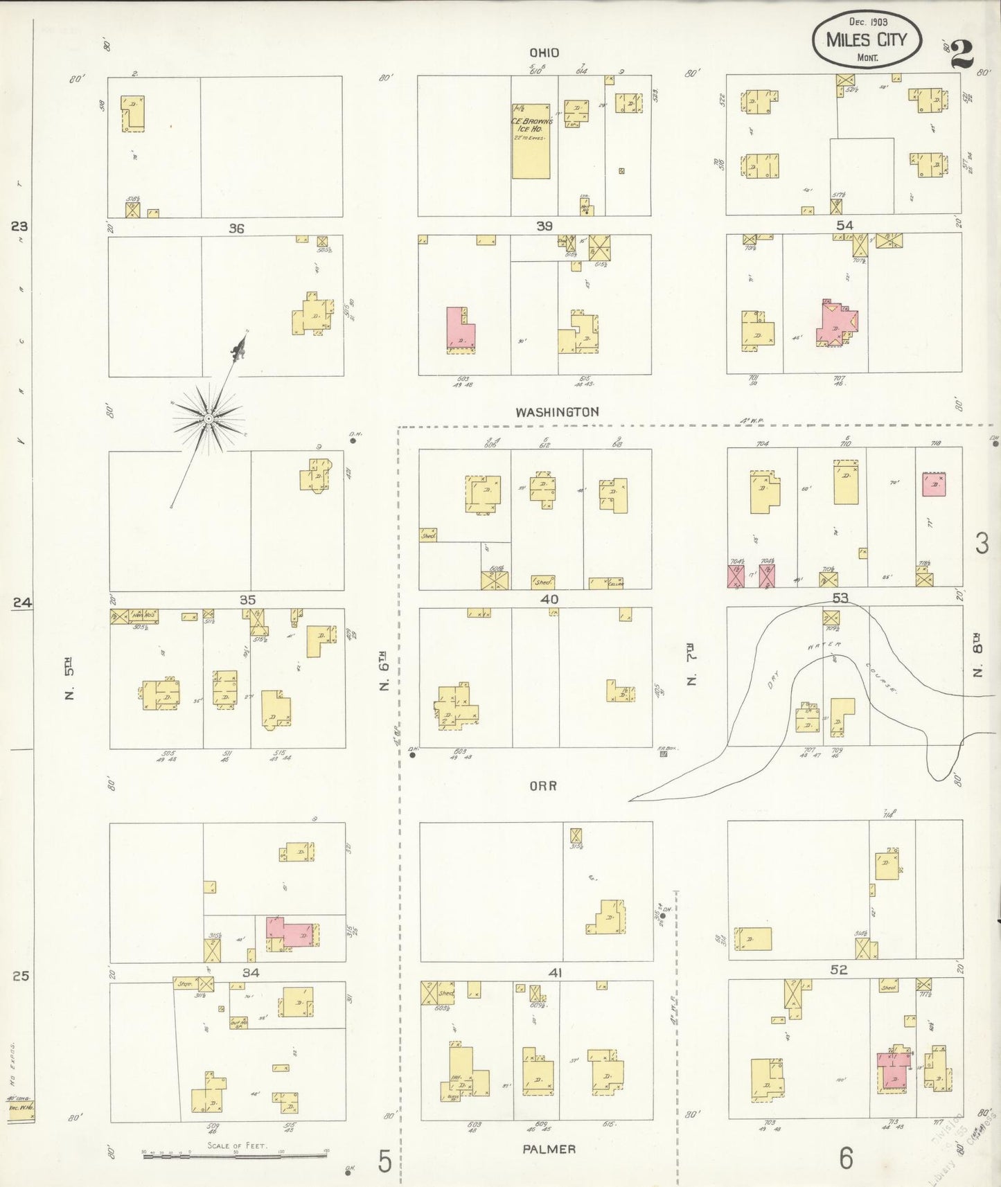 Sanborn Fire Insurance Map from Miles City, Custer County, Montana (1904), Sheet #0002 - Complete Map Set gallery image, historic Sanborn map, vintage wall art, Montana Montana