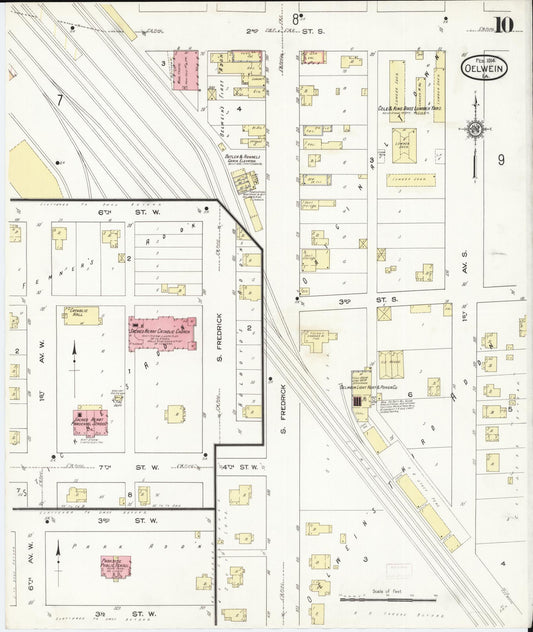Sanborn Fire Insurance Map from Oelwein, Fayette County, Iowa (1914), Sheet #0010 - Historic Sanborn Fire Insurance Map Print, vintage old map wall art