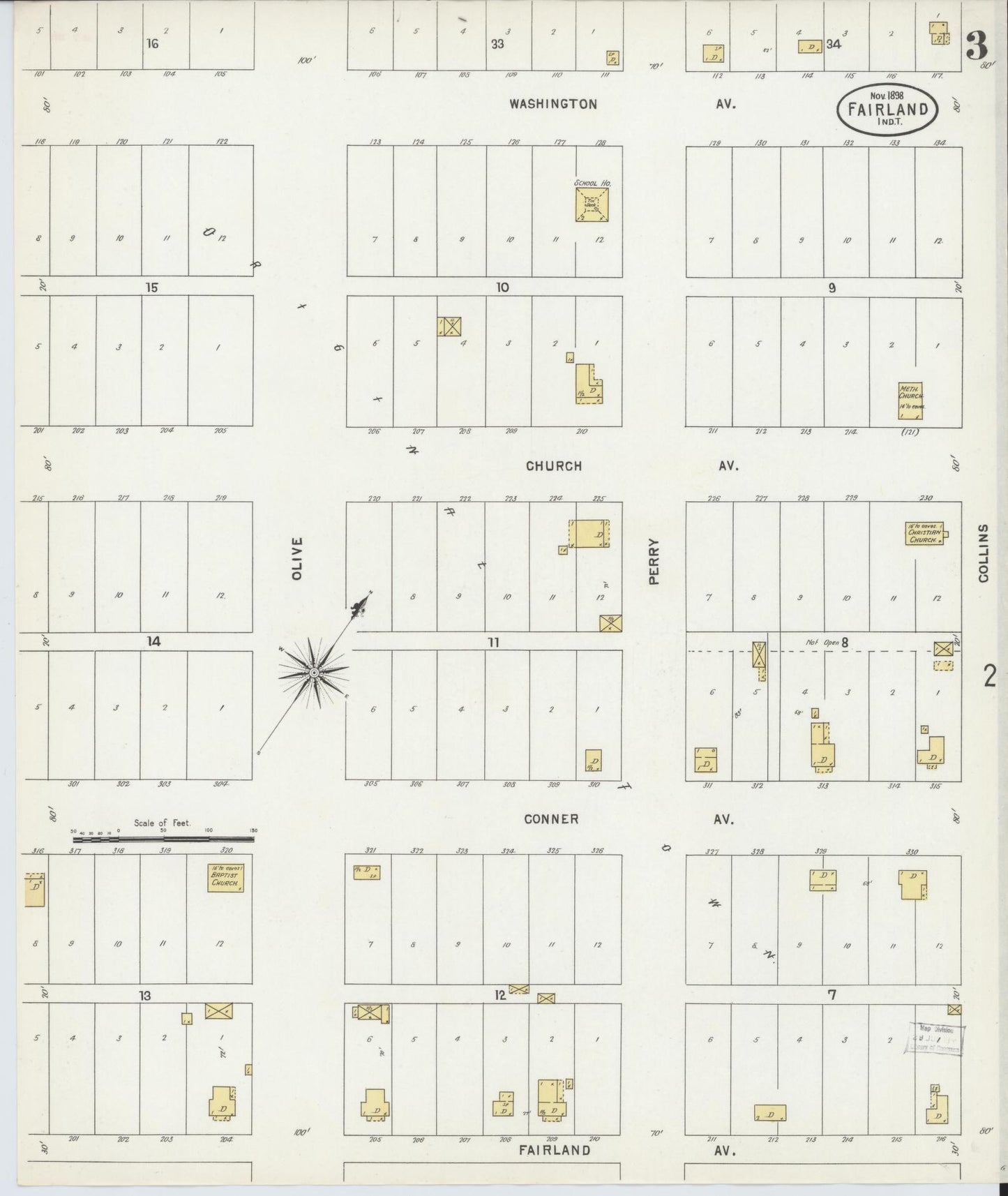 Sanborn Fire Insurance Map from Fairland, Ottawa County, Oklahoma (1898), Sheet #0003 - Complete Map Set gallery image, historic Sanborn map, vintage wall art, Oklahoma Oklahoma