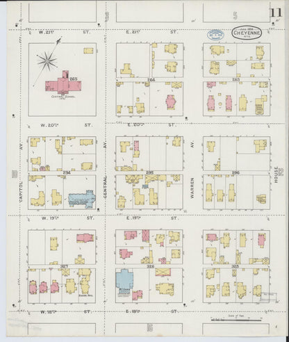 Sanborn Fire Insurance Map from Cheyenne, Laramie County, Wyoming (1894), Sheet #0011 - Complete Map Set gallery image, historic Sanborn map, vintage wall art, Wyoming Wyoming