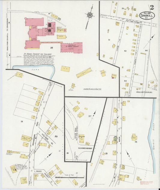 Sanborn Fire Insurance Map from Sparkill, Rockland County, New York (1916), Sheet #0002 - Historic Sanborn Fire Insurance Map Print, vintage old map wall art, antique decor, genealogy gift, New York New York map