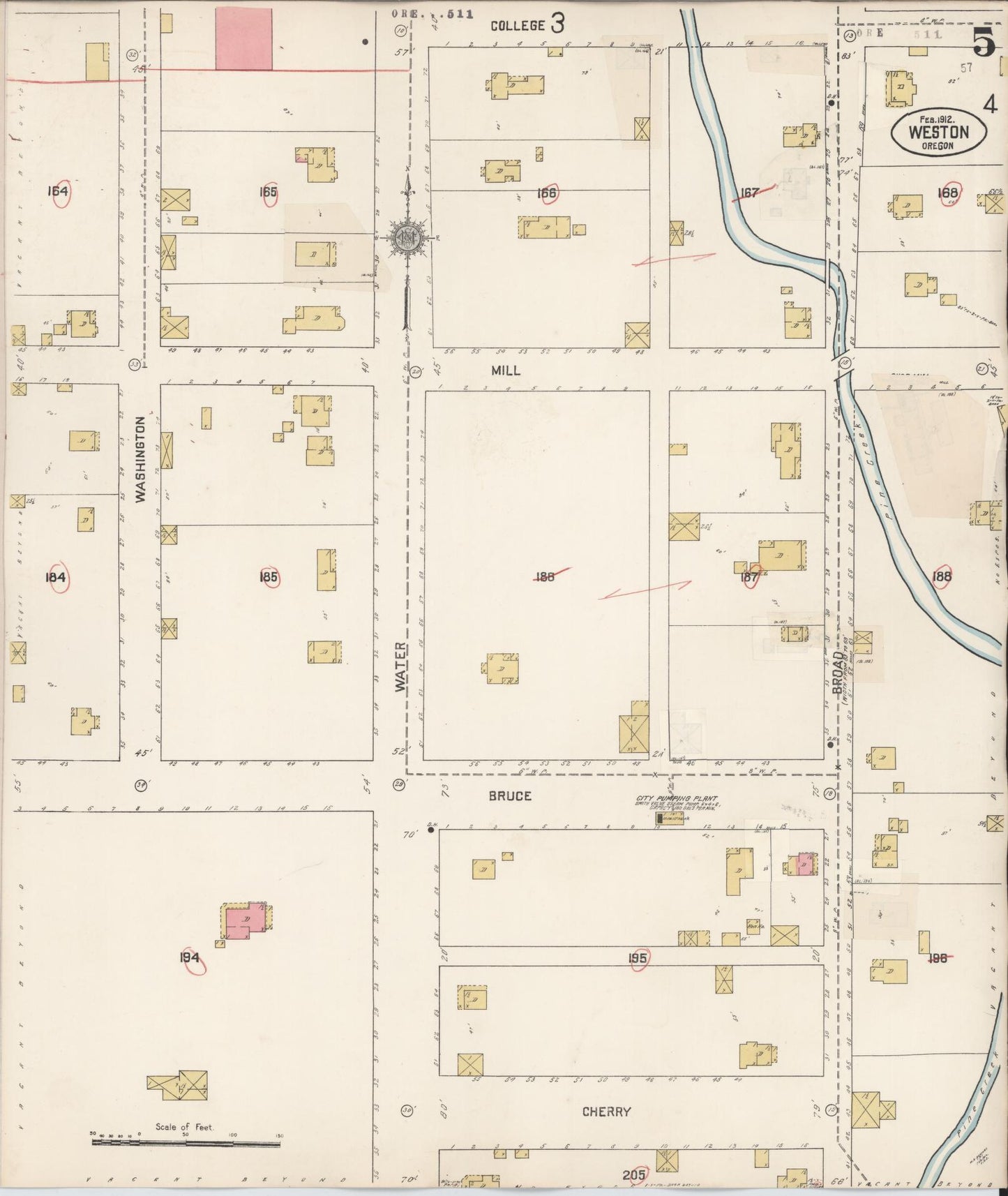 Sanborn Fire Insurance Map from Weston, Umatilla County, Oregon (1932), Sheet #0005 - Historic Sanborn Fire Insurance Map Print, vintage old map wall art, antique decor, genealogy gift, Oregon Oregon map
