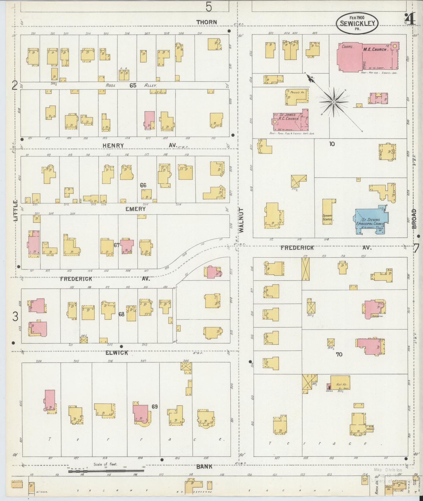 Sanborn Fire Insurance Map from Sewickley, Allegheny County, Pennsylvania (1900), Sheet #0004 - Complete Map Set gallery image, historic Sanborn map, vintage wall art, Pennsylvania Pennsylvania
