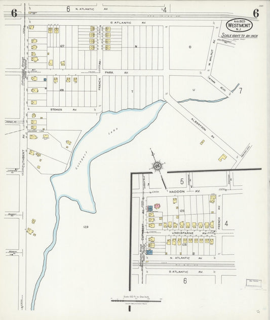 Sanborn Fire Insurance Map from Westmont, Camden County, New Jersey (1925), Sheet #0006 - Historic Sanborn Fire Insurance Map Print, vintage old map wall art, antique decor, genealogy gift, New Jersey New Jersey map