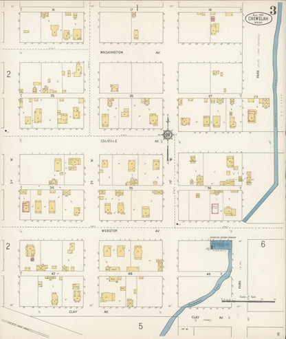 Sanborn Fire Insurance Map from Chewelah, Stevens County, Washington (1915), Sheet #0003 - Complete Map Set gallery image, historic Sanborn map, vintage wall art, Washington Washington